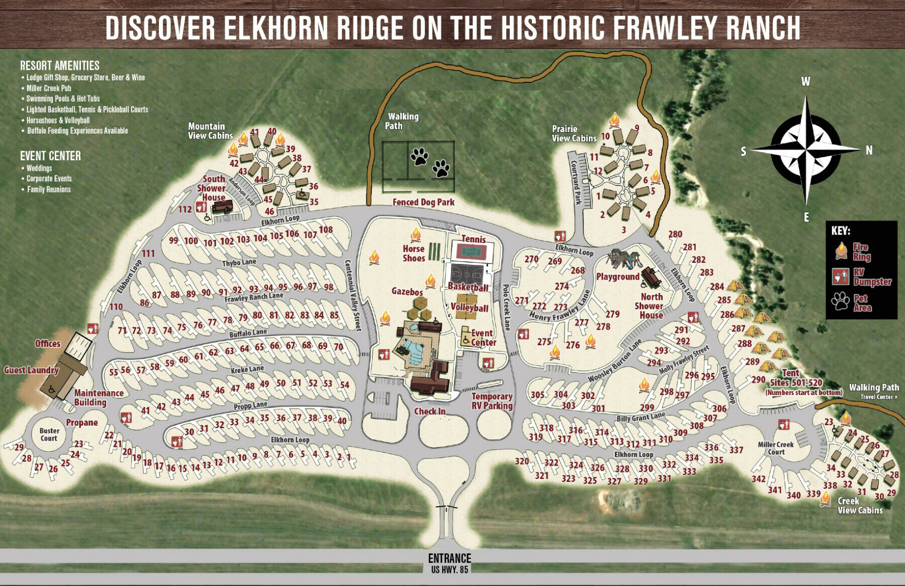 2024 Elkhorn Ridge RV Resort Map