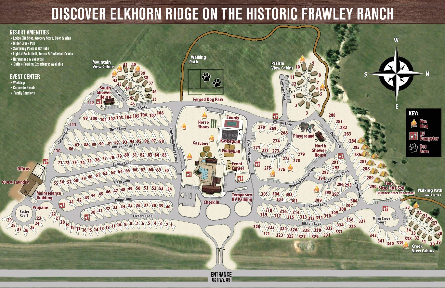 Elkhorn Ridge Resort RV Park Map