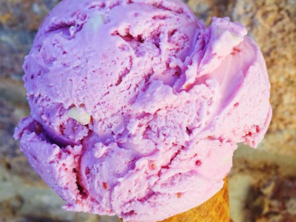 Strawberry ice cream from Leones' Creamery in Spearfish South Dakota