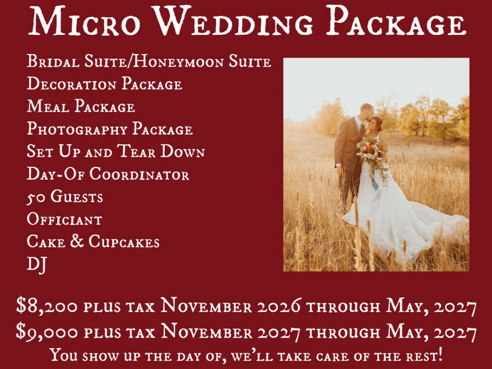 Micro wedding packages as low as $8,200