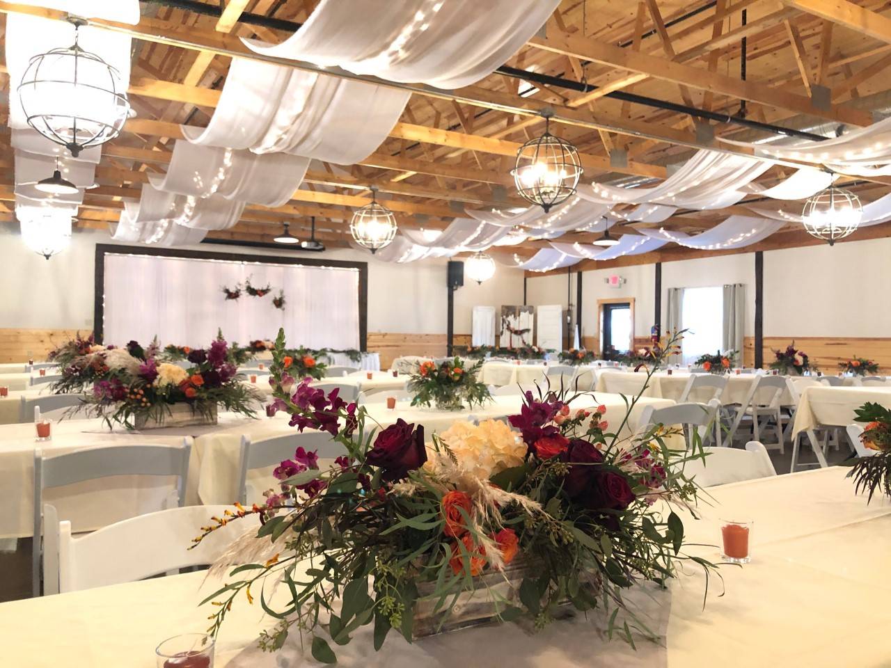 Elkhorn Ridge Event Center decorated for a Winter Wedding